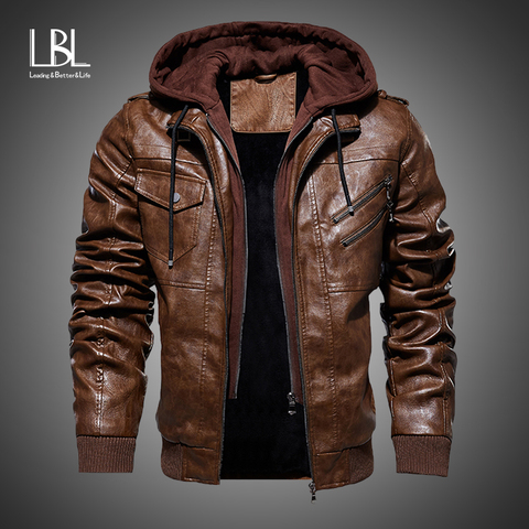 Blouson de moto en cuir PU homme, décontracté, coupe-vent européen en cuir véritable, de motard, nouvelle collection hiver 2022 ► Photo 1/6
