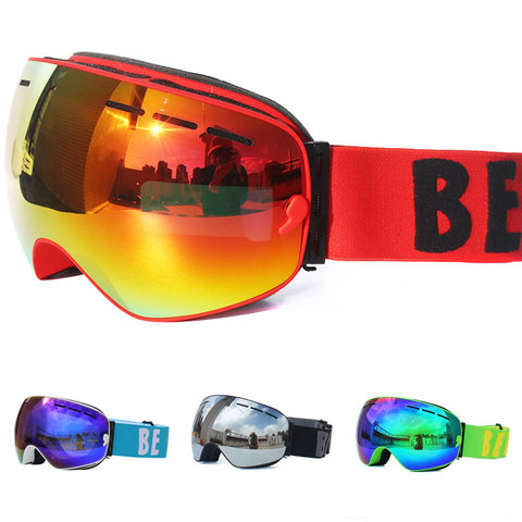 Grandes lunettes de Ski UV400 à Double couche, Anti-buée, lentilles, masque de Ski, Ski, Snowboard, lunettes polarisées avec miroir pour hommes ► Photo 1/6