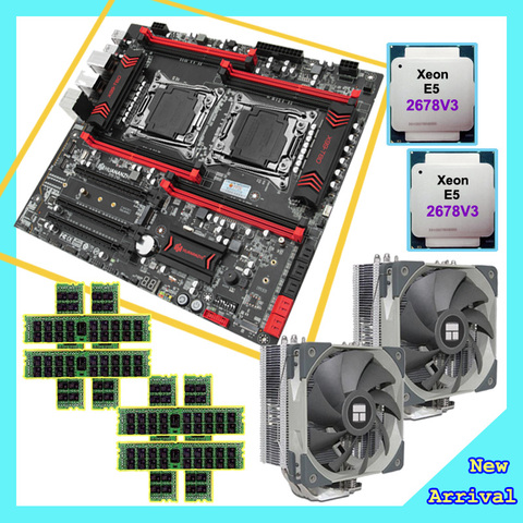 Huanzhi-carte mère dual X99, avec processeur double Xeon E5 2678 V3, excellente mémoire de refroidisseur de CPU 128 go (8x16G), 1866 DDR3 REG ECC ► Photo 1/6