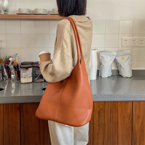 Décontracté femmes sac à bandoulière grande capacité sacs à provisions femme fourre-tout sac à main solide en cuir souple Shopper dame voyage sac à main ► Photo 1/6