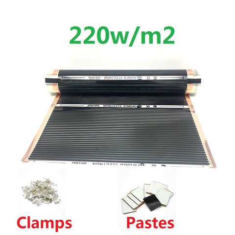 MINCO-Film chauffant à infrarouge, ac 220v, 220w/m2, tapis chauffant avec pinces, mastic isolant ► Photo 1/6