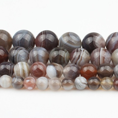 Perles rondes en pierre d'agates Sardonyx naturelle du Botswana, pour la fabrication de bijoux, Bracelets et colliers, 7.5 pouces, 6/8/10/12mm ► Photo 1/5