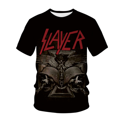 T-shirt Slayer pour hommes et femmes, Streetwear, imprimé tête de mort en 3D, décontracté, à la mode, Hip Hop ► Photo 1/6