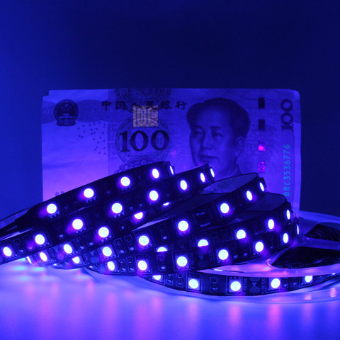 Bande lumineuse PCB UV LED noir, ruban d'éclairage, 1M 2M 3M 4M 5M, ruban d'éclairage Ultraviolet LED étanche, 12V SMD5050 LED, LED ► Photo 1/6