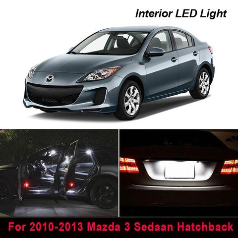 Kit d'éclairage intérieur LED au xénon Canbus, 9 pièces, pour Mazda 3 Sedaan 2010 – 2013, pour voiture, plaque d'immatriculation ► Photo 1/6