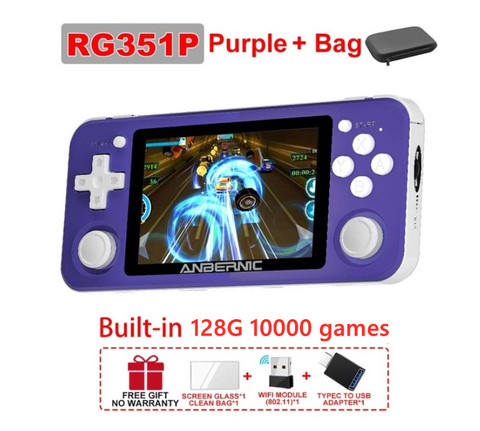 ANBERNIC – Console de jeux vidéo portable RG351P, RK3326, 3.5 pouces, IPS, 128 go, 10000 go + PS, FC, rétro, lecteur de musique, boîte ► Photo 1/6