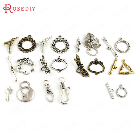 Lot de 10 fermoirs à bascule en alliage de Zinc, libellule, Triangle, feuille de raisin, colibri OT, Bracelet, accessoires Diy, fournitures pour la fabrication de bijoux ► Photo 1/6