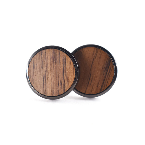 Linbaiway – boutons de manchettes ronds en bois pour hommes, boutons de manchettes pour chemises françaises de marque de haute qualité, boutons de manchettes pour mariage d'affaires ► Photo 1/6