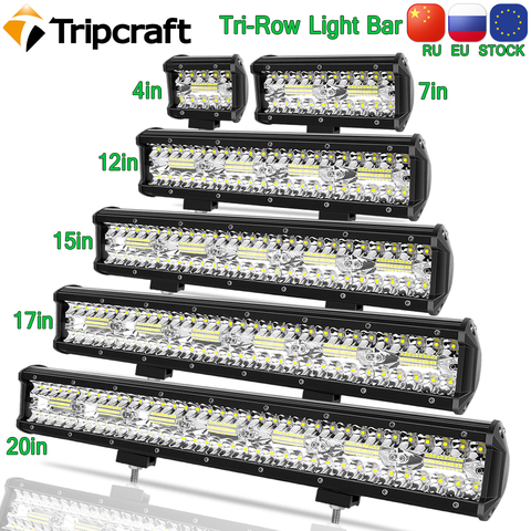 Tripcraft 3 rangées barre de LED 4-28 pouces LED barre lumineuse LED lumière de travail combo faisceau pour voiture tracteur bateau OffRoad 4x4 camion SUV ATV 12V 24V ► Photo 1/6