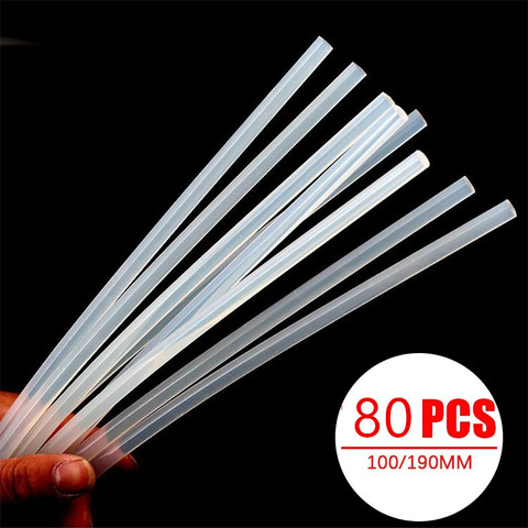 Bâtons de colle thermofusible transparent, pistolet à colle pour voiture, outils à main sans peinture, outil de bricolage, 80 pièces, 7mm x 100mm/190mm ► Photo 1/6