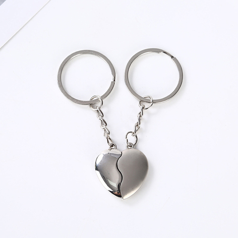 1 paire Couple porte-clés clé argent couleur corée romantique amant amour clé coeur forme aimant porte-clés Souvenirs saint valentin cadeau ► Photo 1/6