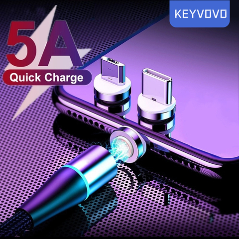 Câble magnétique 5A super charge USB Micro et Type C, charge rapide, 2M, pour Huawei P30 P20 P10 Mate 20 Pro Samsung S20 ► Photo 1/6