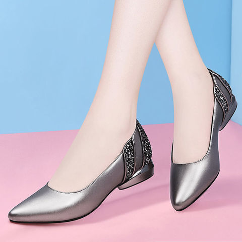 Crefimix – escarpins classiques gris en cuir pu pour femmes, chaussures de bureau à talons hauts, de haute qualité, confortables et cool, printemps automne, a6693 ► Photo 1/6