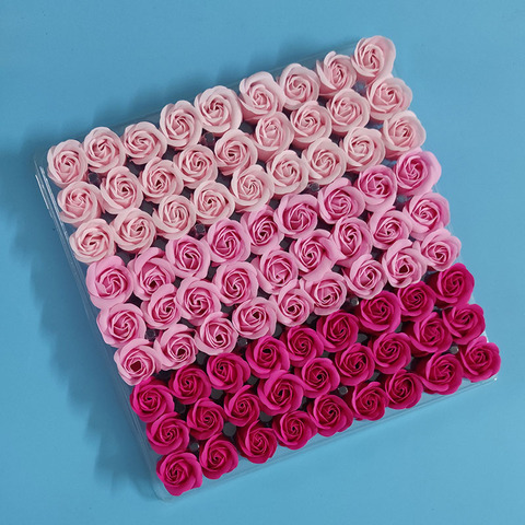 Savons en forme de Rose, 81 pièces, fausses fleurs parfumées, fausses fleurs, pour un mariage, pour un cadeau de saint-valentin, pour noël ► Photo 1/6