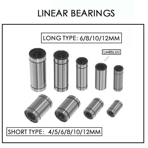 Imprimante 3D pièces LM8UU LM10UU LM6UU LM12UU bague linéaire 8mm CNC roulements linéaires 8mm pour les pièces d'arbre linéaire de Rail de revêtement de tiges. ► Photo 1/6