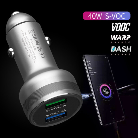 Chargeur de voiture OnePlus 7 Pro en alliage d'aluminium Super Vooc chargeur de voiture à charge rapide pour un Plus 7 6T 5T 1 + 5 1 + 3T chargeur de tableau de bord ► Photo 1/6