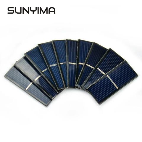 SUNYIMA 10 pièces panneaux solaires en silicium polycristallin cellules 0.5V 220mA 55*22mm panneau photovoltaïque pour chargeur solaire bricolage ► Photo 1/6