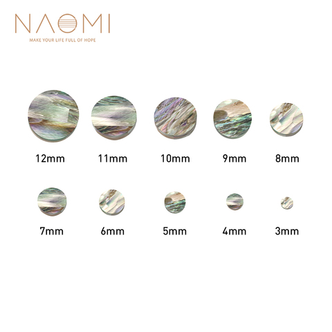 Naomi – lot de 10 points de guitare en coquille d'ormeau, pour touche, incrustation de points, pour manche, de 3 à 12mm de diamètre ► Photo 1/1