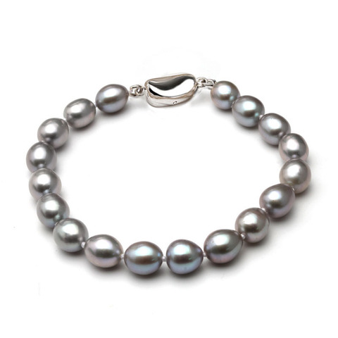 Bracelet de perles naturelles grises d'eau douce pour femmes, magnifique, en argent 925, cadeau d'anniversaire de mariage, pour fille ► Photo 1/6