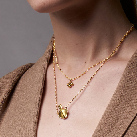 ENFASHION – collier à Double couche en acier inoxydable pour femmes, bijoux à la mode, avec pendentif en perles, couleur or, P3125, 2022 ► Photo 1/5