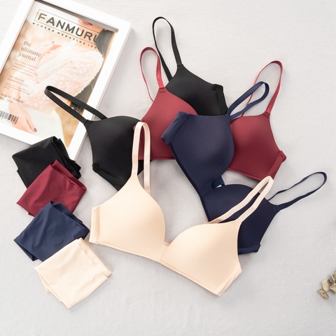 Ensemble de soutien-gorge et culotte sans couture pour femmes, sous-vêtements Push Up, Lingerie intime, grande taille M L XL ► Photo 1/6