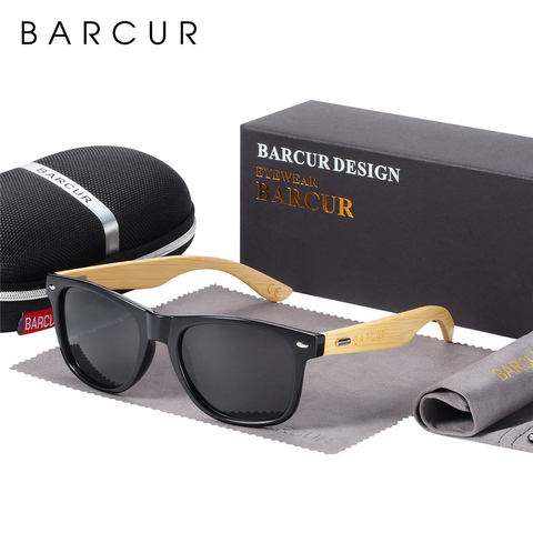 BARCUR-lunettes de soleil en bois pour hommes | Lunettes de soleil en bambou polarisées pour femmes, lunettes de marque originales Oculos de sol masculino ► Photo 1/6