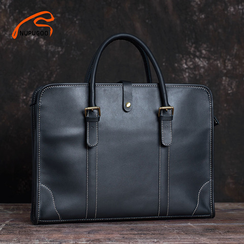 NUPUGOO Business hommes mallette en cuir véritable haute capacité sac à main décontracté sac à bandoulière poignée amovible pour ordinateur portable 16 pouces ► Photo 1/6