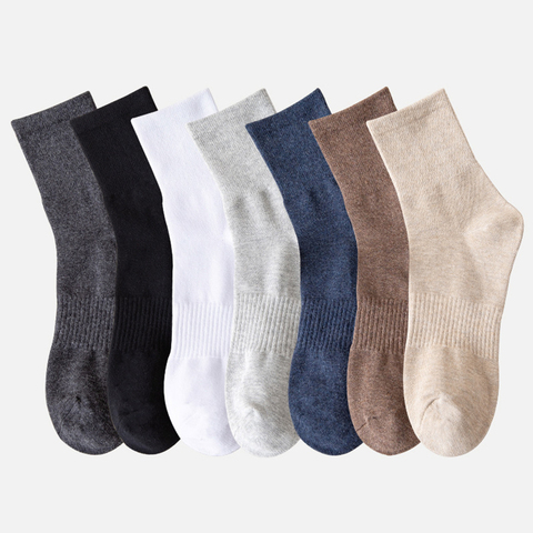 Confortable coton hommes chaussettes couleurs solides noir blanc marron côtelé haut Design décontracté Style équipage printemps été automne ► Photo 1/6