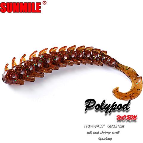 SUNMILE-Leurre de pêche Souple Polypod en Silicone, appât artificiel Souple, Wobbler, à l'alose, 110mm/6g ► Photo 1/6