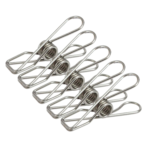 10 pièces en acier inoxydable pinces à linge maison suspendus Clips broches blanchisserie coupe-vent pinces 3 ► Photo 1/6