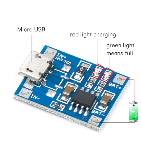 Carte de charge de batterie Lipo TP4056 1A, Module de chargeur de batterie au Lithium, bricolage, Port d'interface MICRO USB ► Photo 1/5