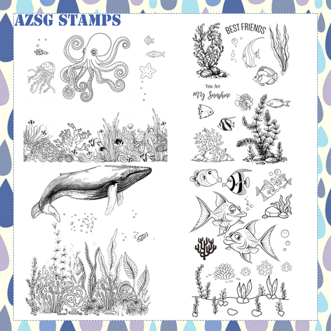 AZSG divers poissons de l'océan clair timbres nouveau 2022 pour bricolage Scrapbooking/carterie/Album décoratif Silicone timbre artisanat ► Photo 1/5