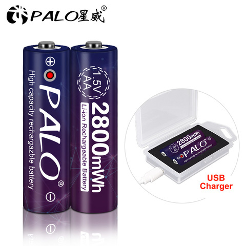 Palo 2-16 pièces 1.5v li-Ion aa batterie rechargeable 2800mWh lithium li-ion polymère batterie 1.5v tension Stable pour avec chargeur ► Photo 1/6