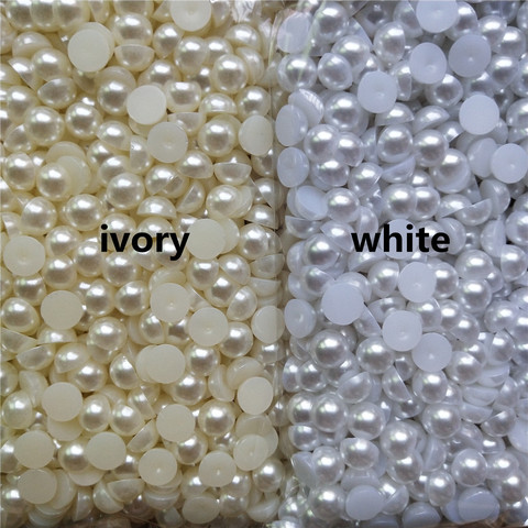Perles d'imitation semi-rondes ivoire/blanc 3-20mm, en acrylique, à dos plat, pour la fabrication de bijoux, décoration artisanale Diy ► Photo 1/6