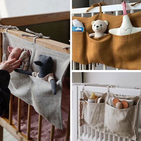 Lit de bébé suspendus sacs de rangement coton nouveau-né berceau organisateur jouet couche-culotte poche pour berceau ensemble de literie accessoires Nappy Store sacs ► Photo 1/6