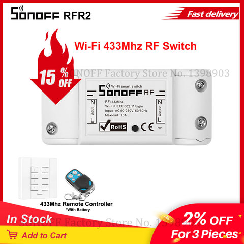 SONOFF – commutateur WiFi Itead RF R2 433Mhz, Module relais disjoncteur, télécommande intelligente, fonctionne avec Alexa Google Home et sonoff RM433 ► Photo 1/6