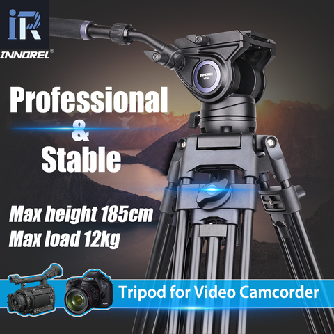 INNOREL VT80 professionnel en aluminium vidéo trépied hydraulique fluide vidéo tête caméra trépied pour Dslr caméscope Dv 1.85M 12kg charge ► Photo 1/6