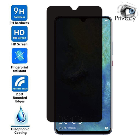 Protecteur d'écran Anti-espion, en verre trempé, pour Huawei P30 P20 P10 P40 Mate 10 20 Lite Honor 9 10 Lite 20 Pro 8X 8A Nova 5T ► Photo 1/6