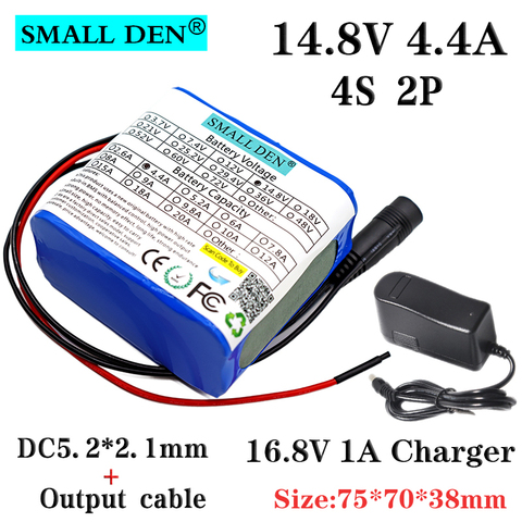 Batterie au lithium 14.8V 4.4A 18650 + chargeur 16.8V1A intégré 10A BMS, lumières de pêche de nuit, haut-parleurs, batterie 14V + chargeur ► Photo 1/5