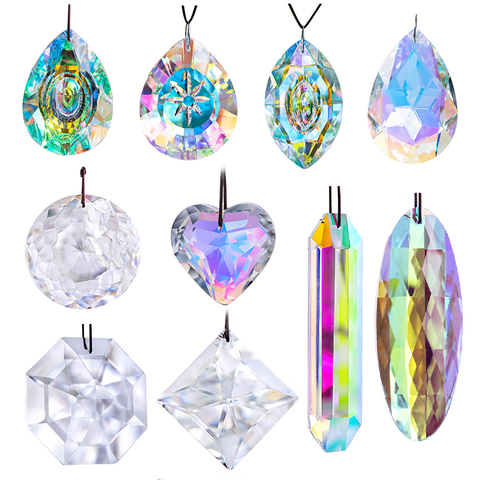 H & D 10 Styles cristal prismes Suncatcher arc-en-ciel fabricant suspendus gouttes pendentif pour fenêtre ornement lustre pièces décoration bricolage ► Photo 1/6