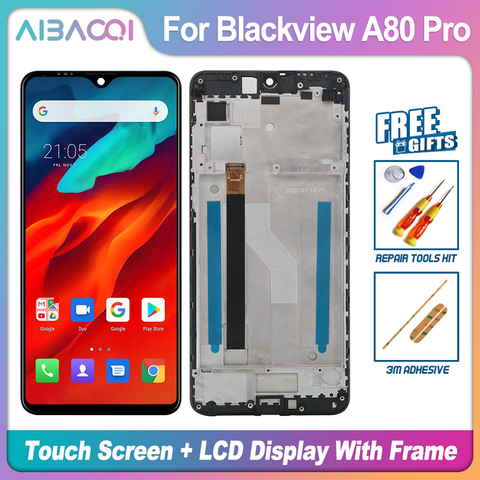 Ensemble écran tactile LCD de remplacement, 6.49 pouces, 1560x720, avec châssis, pour téléphone Blackview A80 Pro, Android 9.0/10.0, Original, nouveau ► Photo 1/4