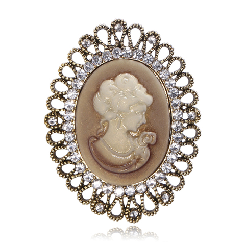 Wuli-broche ronde fleur pour femmes, insigne de visage, Vintage, personnage de beauté, bureau, fête, cadeaux pour femmes ► Photo 1/6