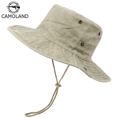 CAMOLAND – chapeau de soleil pour femmes et hommes, seau en coton délavé, pour l'extérieur, la pêche, la plage, été, automne ► Photo 1/6