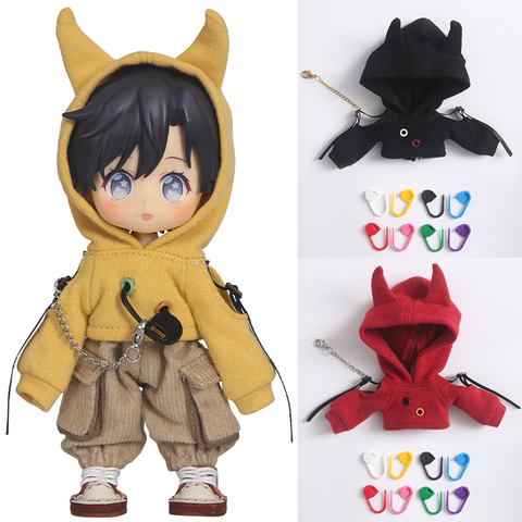 BJD – pull à capuche ou salopette décontractée, vêtements à la mode, petit diable, pour poupée ob11, molly, gc, obitsu 11, 1/12 ► Photo 1/6