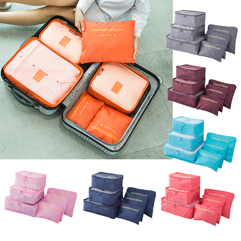 6 pièces sacs de voyage imperméables vêtements organisateur de bagages couette couverture sac de rangement valise poche emballage Cube sacs ► Photo 1/6