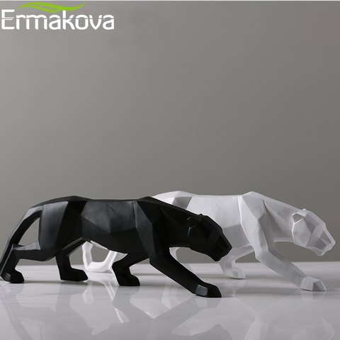 ERMAKOVA – Statue de panthère, Figurine d'animal, Style géométrique abstrait, Sculpture léopard en résine, décoration pour la maison ou le bureau, cadeau ► Photo 1/6