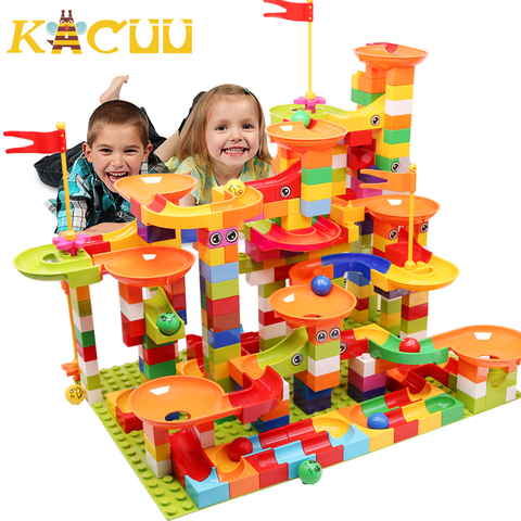 Marble Course Course Bloc Grande Taille Blocs De Construction En Plastique Toboggan Entonnoir BRICOLAGE Assemblage Briques Jouets Pour Enfants ► Photo 1/6