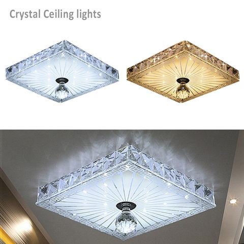 Plafonnier LED carré en cristal au design moderne, éclairage d'intérieur, luminaire de plafond, idéal pour un couloir, une véranda ou un balcon, 12W ► Photo 1/6