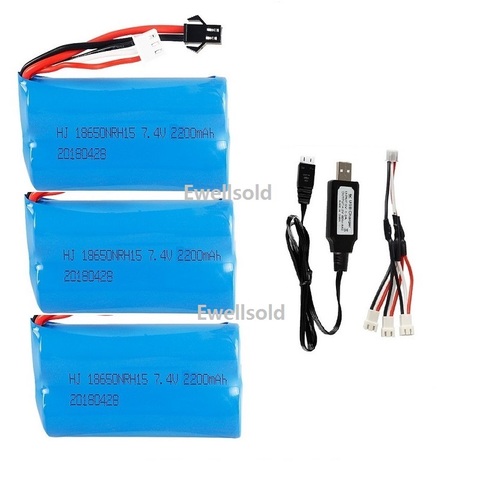 2 S 7.4v 2200mah Li-ion batterie 20c 18650 pour hélicoptère rc voiture wltoys 104310 104311 MN99S D90 H101 Huina1592 SM/JST plug ► Photo 1/2