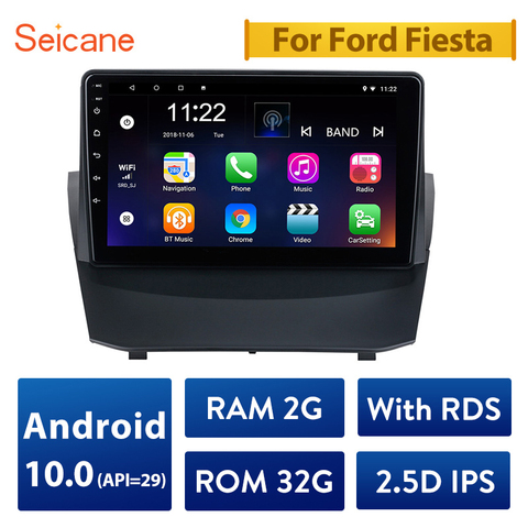 Seicane 9 pouces 2din Android 10.0 IPS autoradio système de Navigation GPS lecteur multimédia pour Ford Fiesta support Carplay DAB + ► Photo 1/6